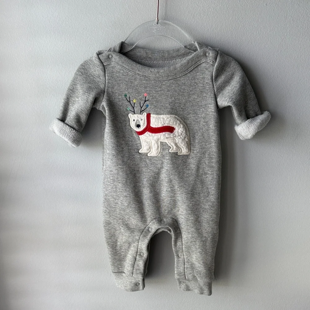 Baby Gap 0-3 Month Polar Bear Fleece Lined Jumpsuit
